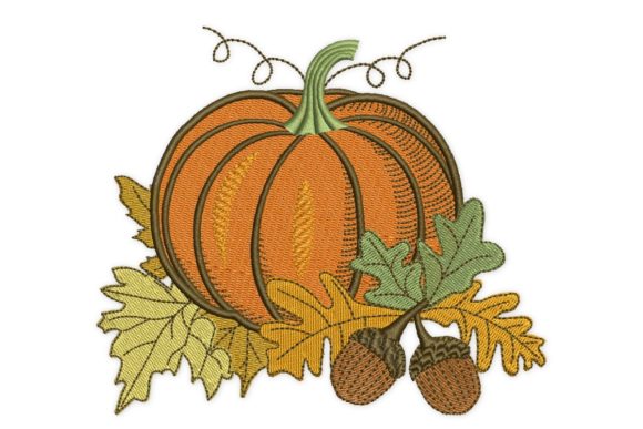Acorns Pumpkin Embroidery Design