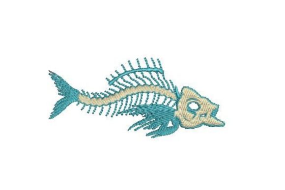 Fish Skeleton Embroidery Design