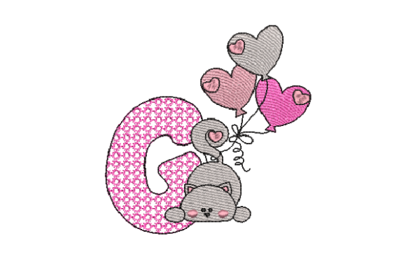 Letter G Cat Sketch: A Unique Embroidery Design