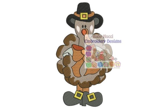 Turkey Pilgrim Embroidery Design